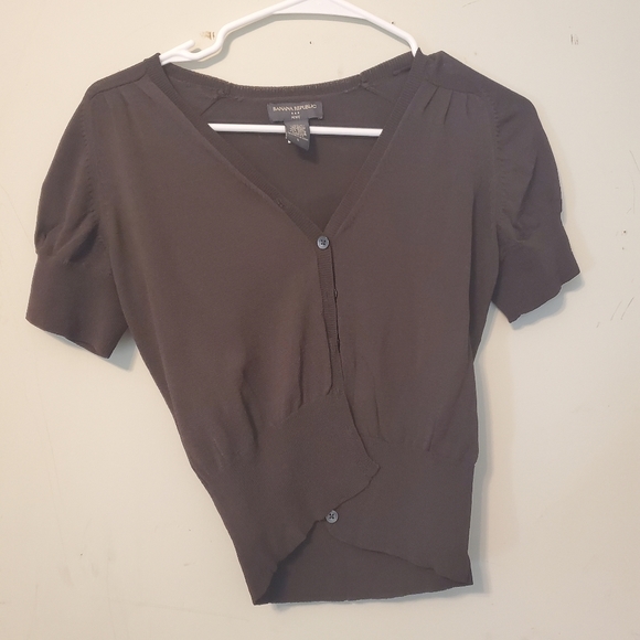 Womens Banana Republic Brown Button Down Shirt Sz Petite Small - Picture 1 of 4